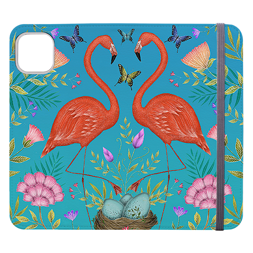 Flamingos And Flowers By Catherine Rowe Wallet case