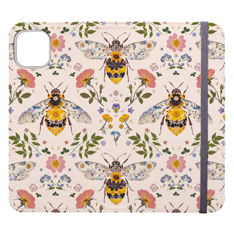 Floral Bees 1 Wallet Case By Helen Ahpornsiri