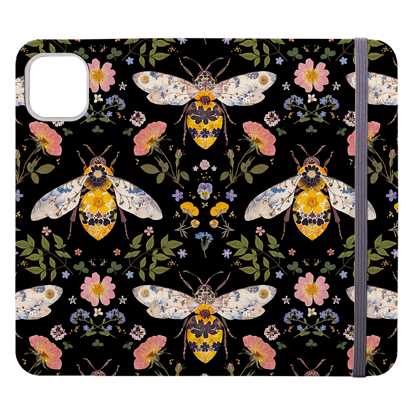 Floral Bees 2 Wallet Case By Helen Ahpornsiri