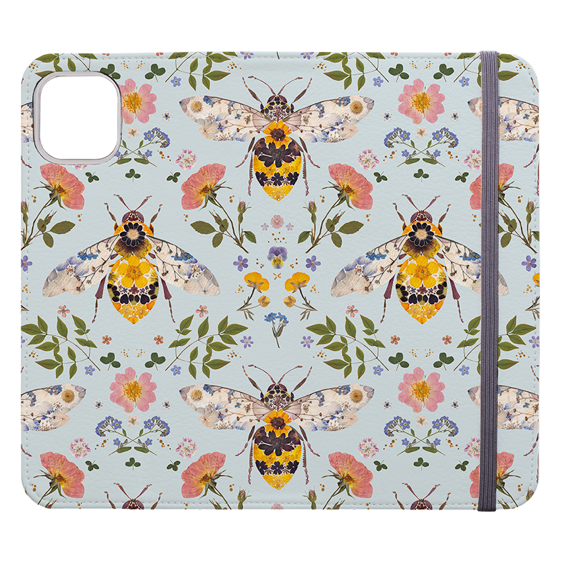 Floral Bees 3 Wallet Case By Helen Ahpornsiri