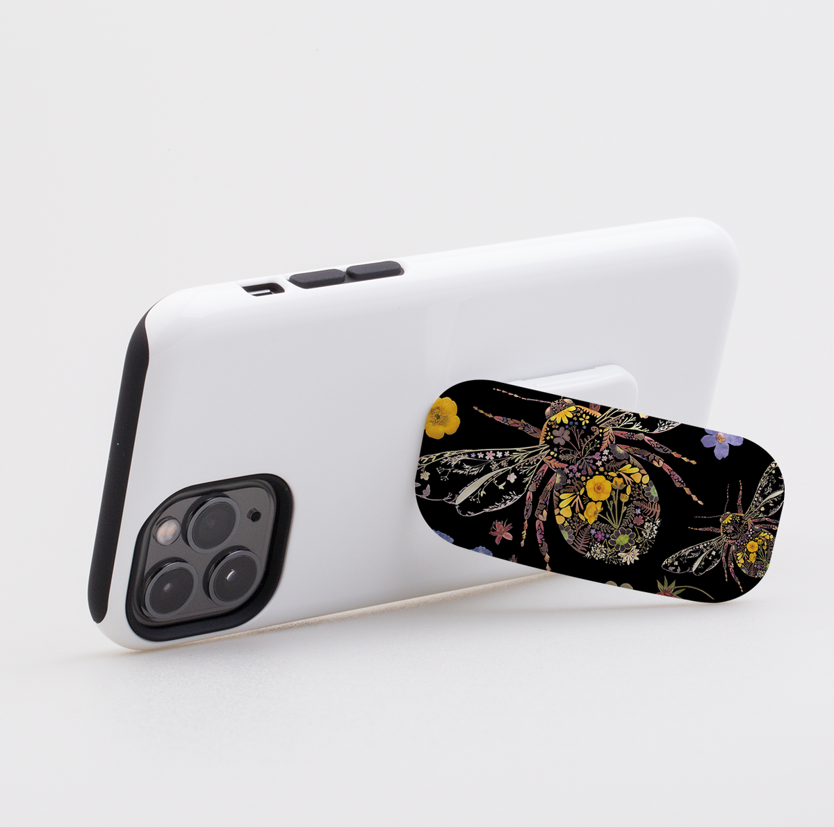 Floral Bumble Bees Phone Stand By Helen Ahpornsiri