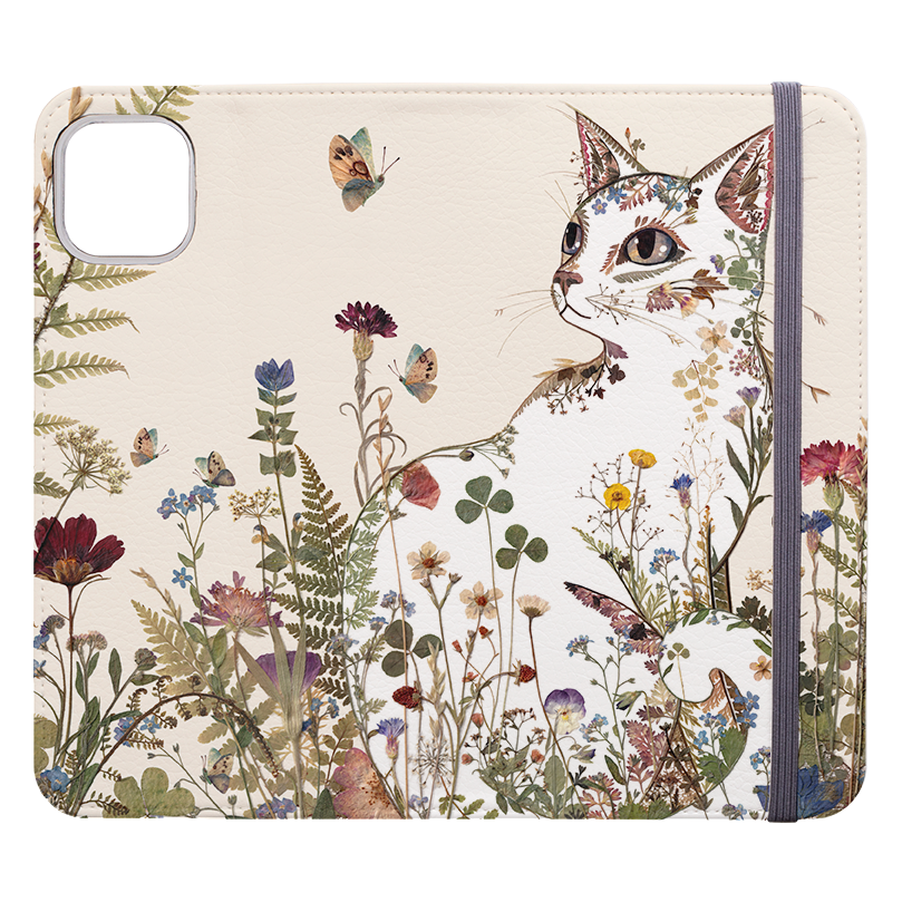 Floral Cat Wallet Case By Helen Ahpornsiri
