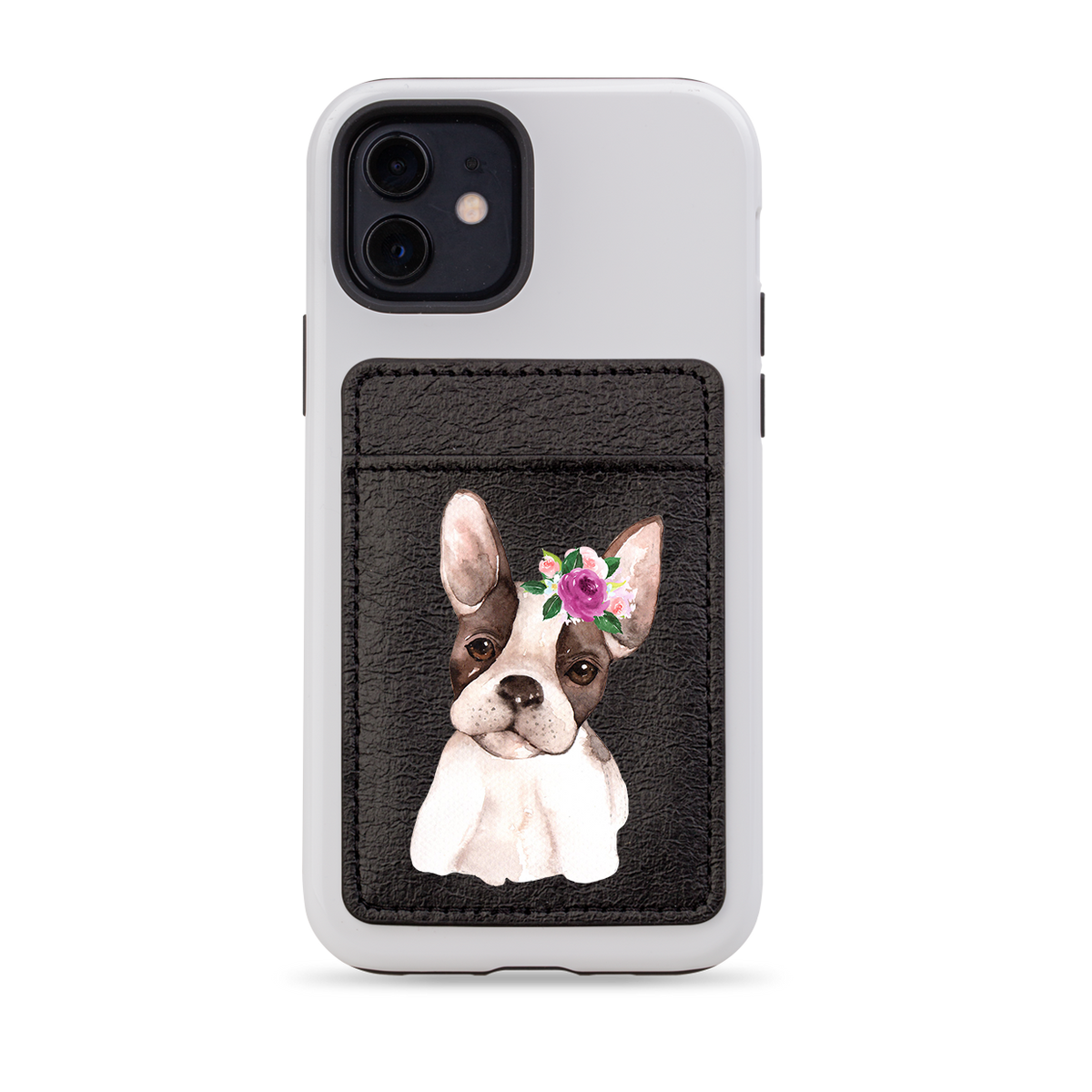 Floral Dog II MagSafe Wallet- Black