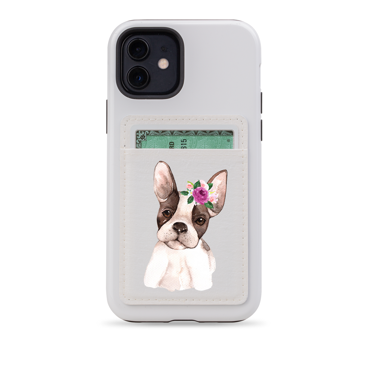 Floral Dog II MagSafe Wallet- White