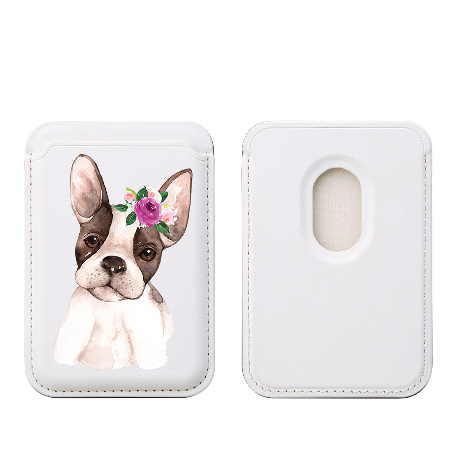 Floral Dog II MagSafe Wallet- White