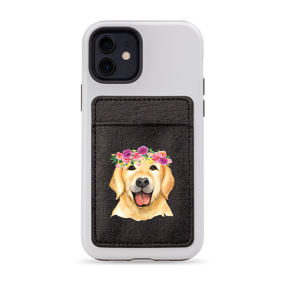 Floral Dog MagSafe Wallet- Black