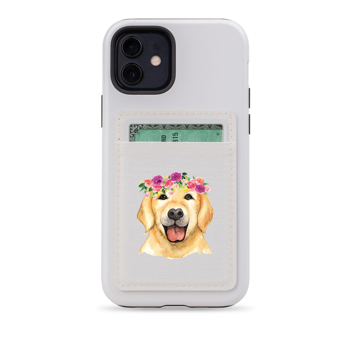 Floral Dog MagSafe Wallet- White
