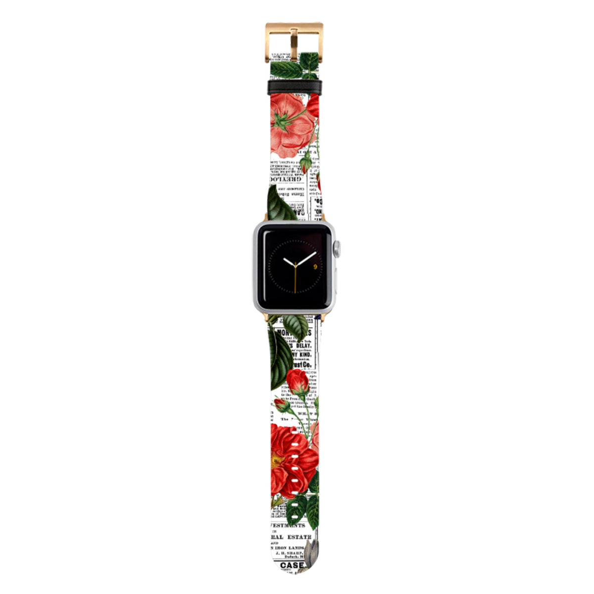 Floral Newsprint Apple Watch Strap
