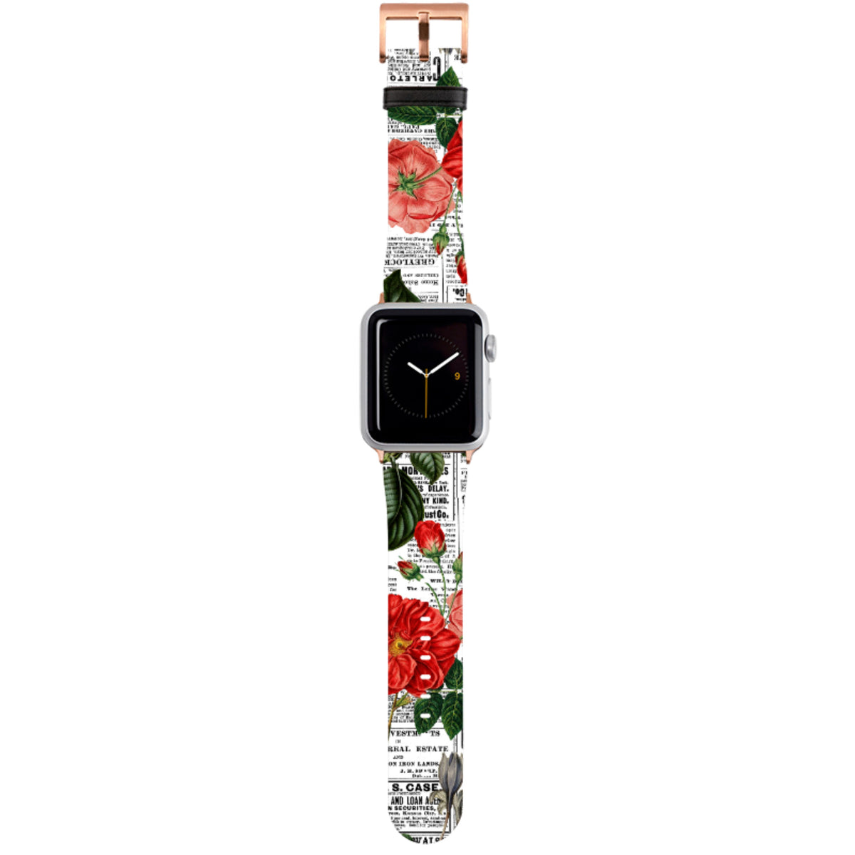 Floral Newsprint Apple Watch Strap