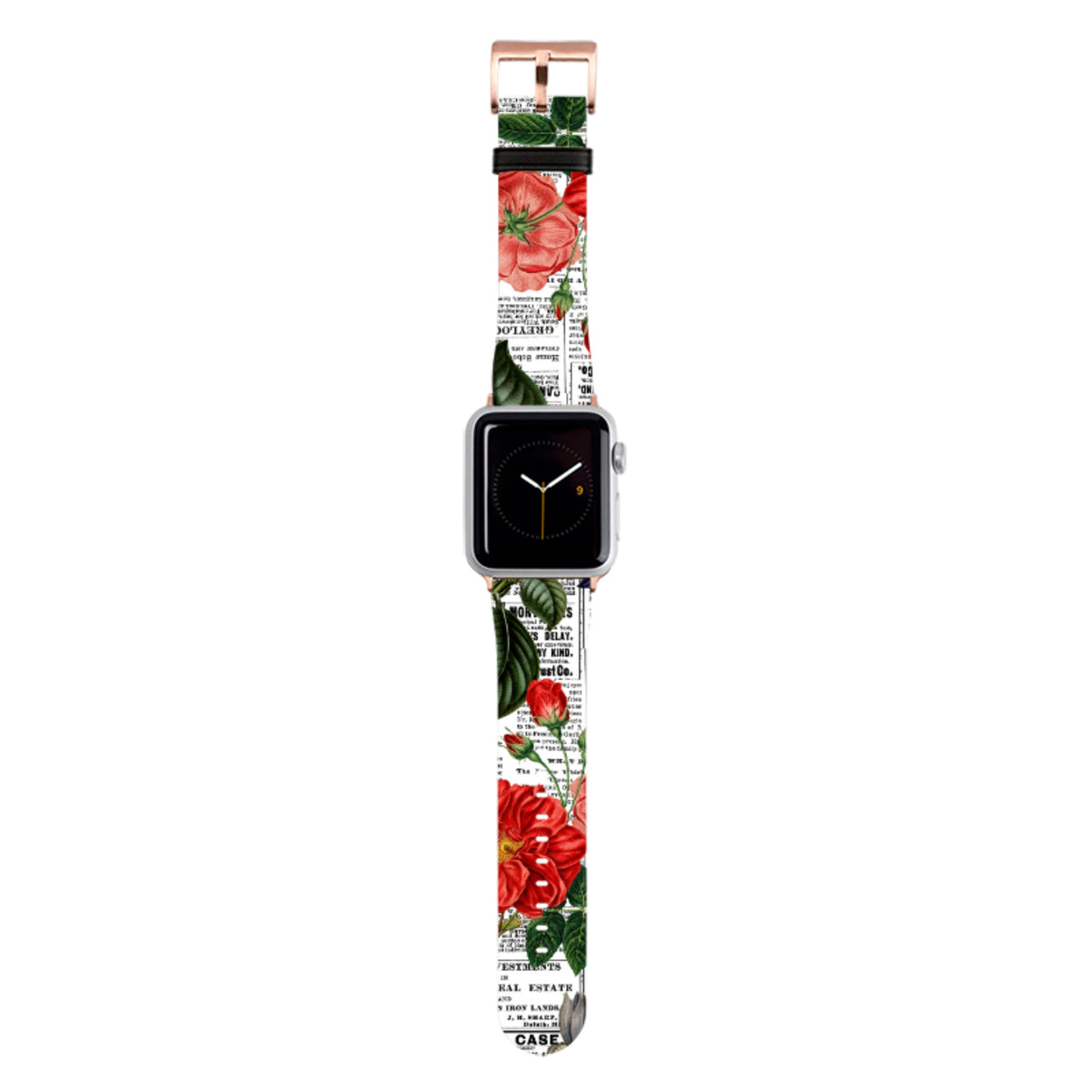 Floral Newsprint Apple Watch Strap
