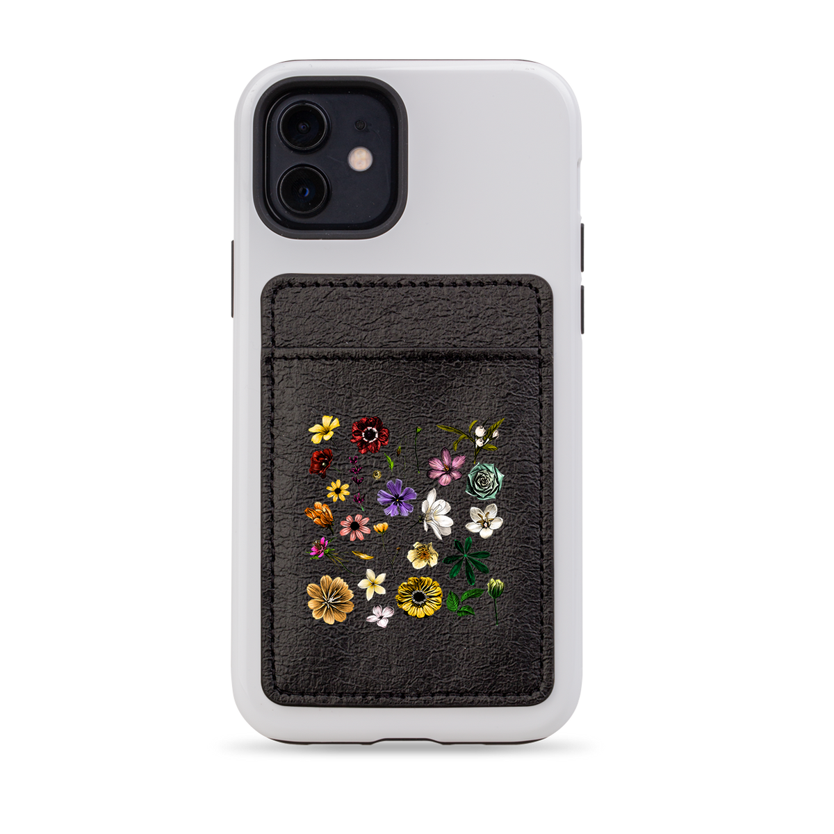 Floral Placement MagSafe Wallet- Black