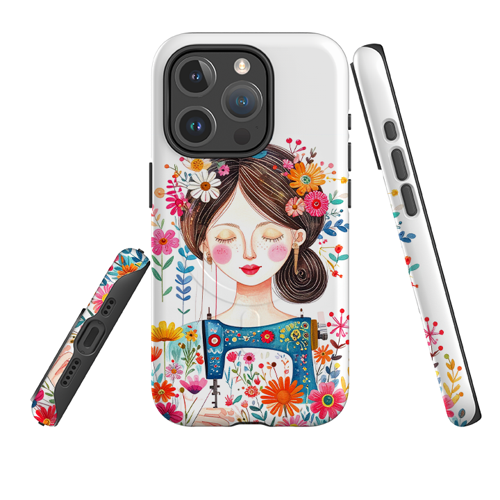 iPhone MagSafe Tough Case - Floral Sewing Lady