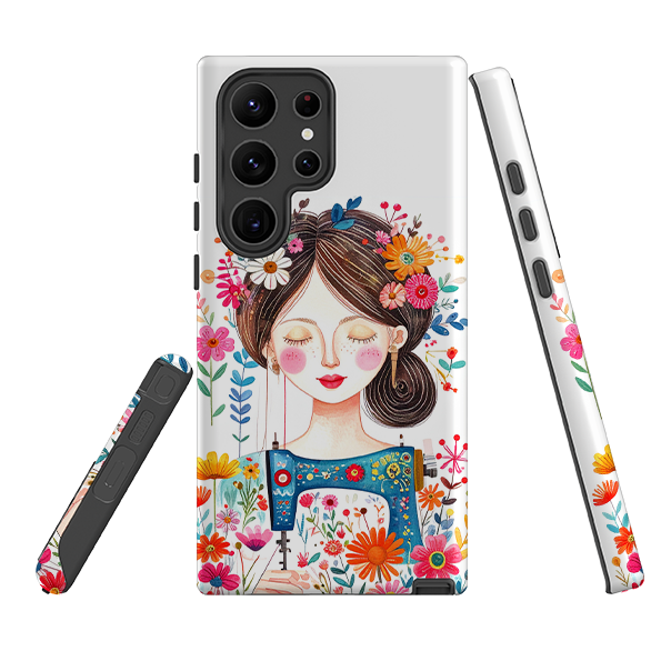 Samsung Tough  Case - Floral Sewing Lady
