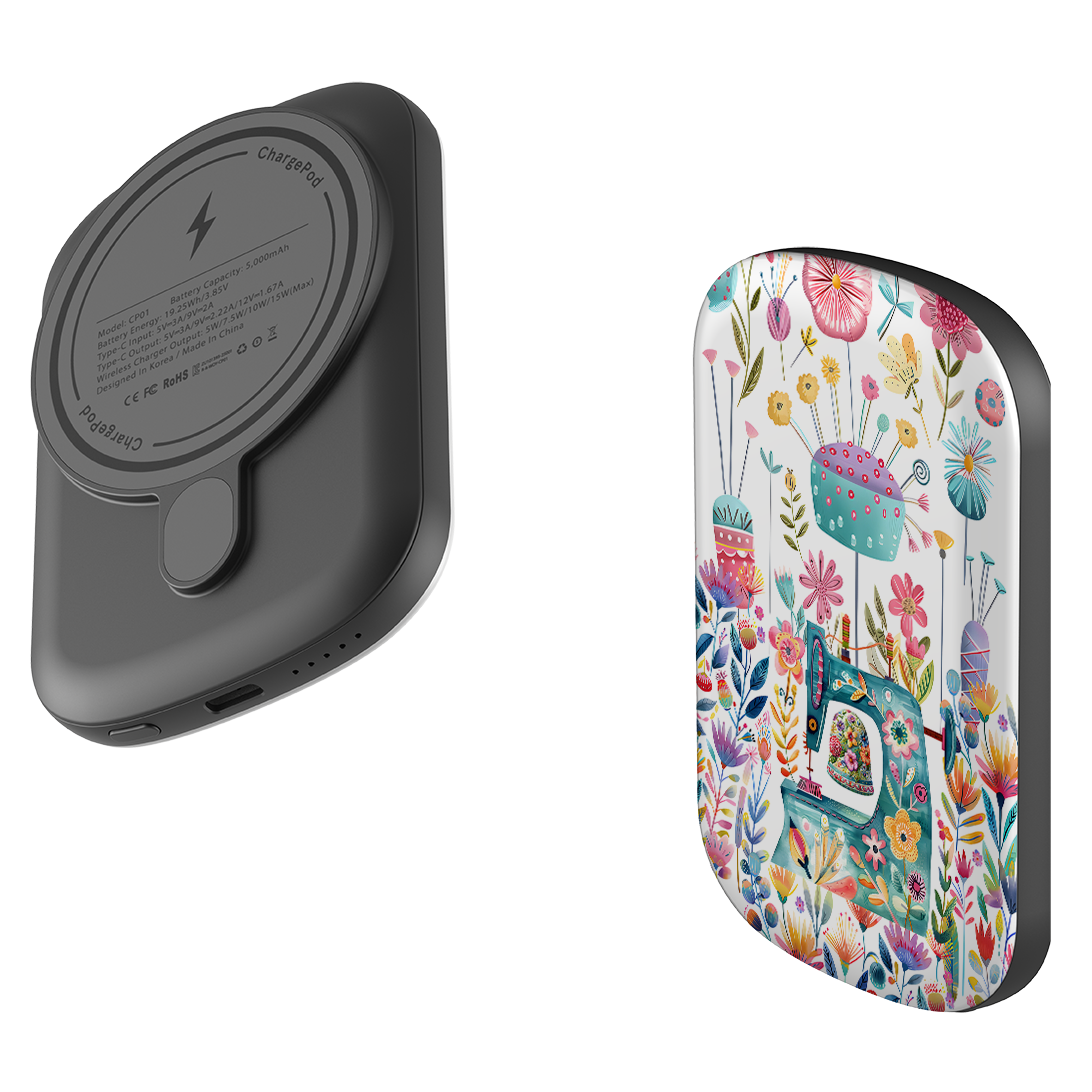 MagSafe Power Bank - Floral Sewing Machine