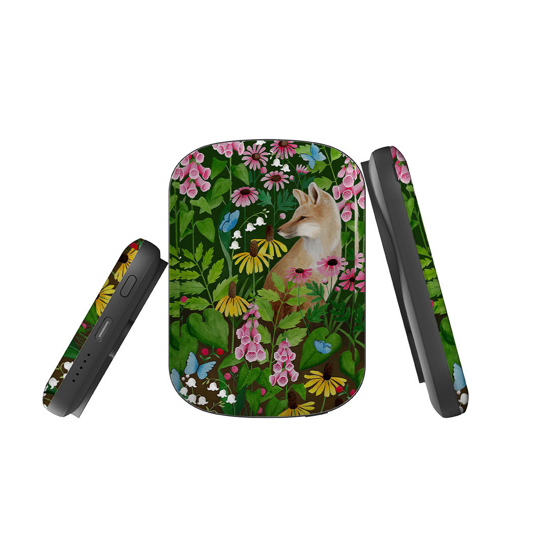 MagSafe Power Bank - Fox and Foxgloves By Bex Parkin