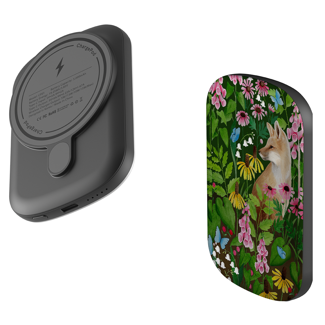 MagSafe Power Bank - Fox and Foxgloves By Bex Parkin