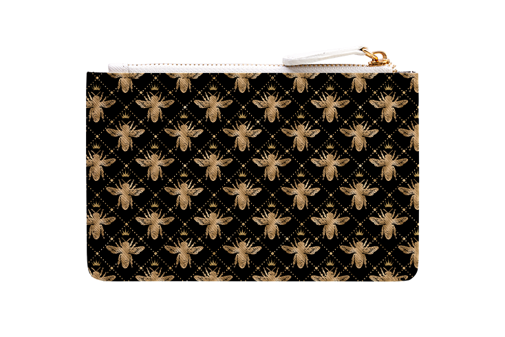 Golden Bees Black Coin Purse