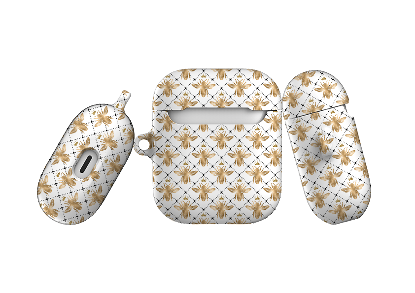 Golden White Bees Airpod Case ( Gen 1 & 2 )