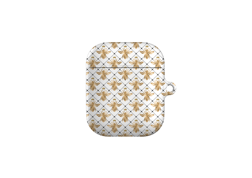 Калъф за Airpod с бели пчелички Golden White (за ген. 1 и 2)