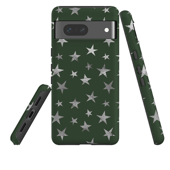 Google Tough Case - Green and Silver Stars