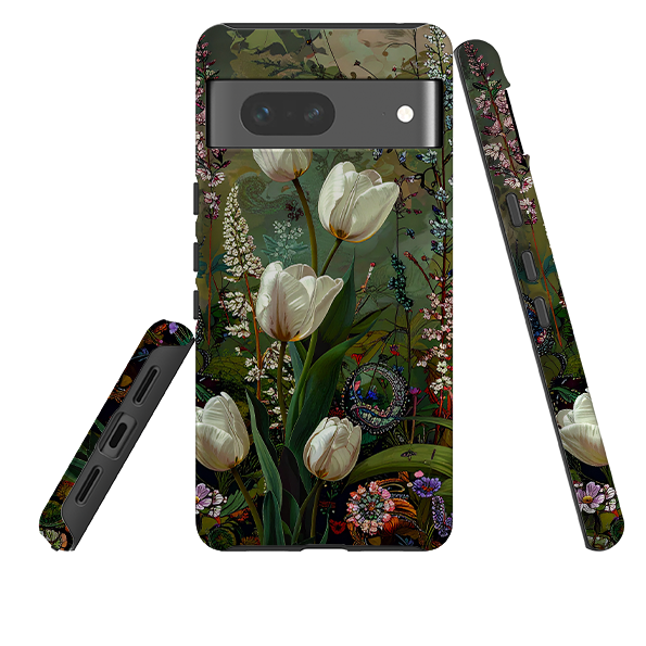 Google Tough Case - Green Vyne white Tulips