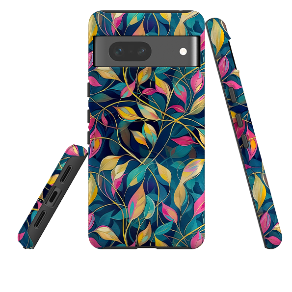 Google Tough Case - Pink and Teal Leaves
