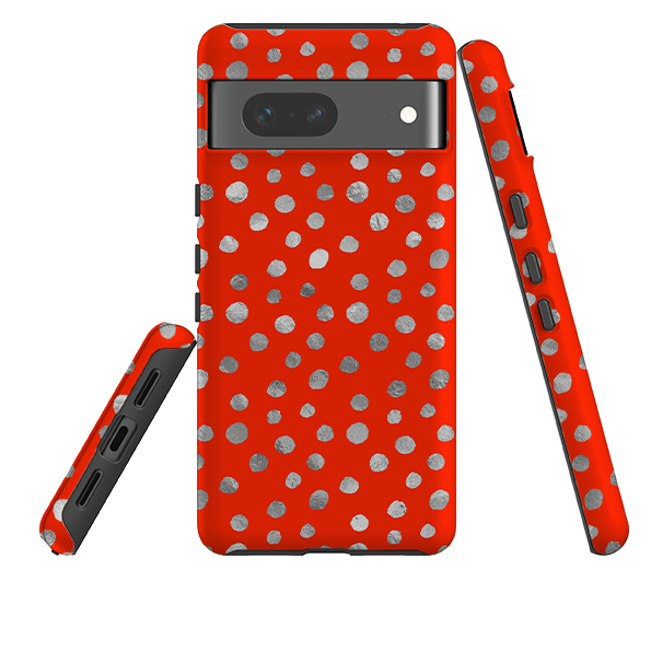 Google Tough Case - Red and Silver Dots
