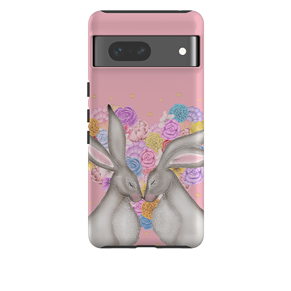 Google Tough Case -  White Hares Rose Heart II By Catherine Rowe