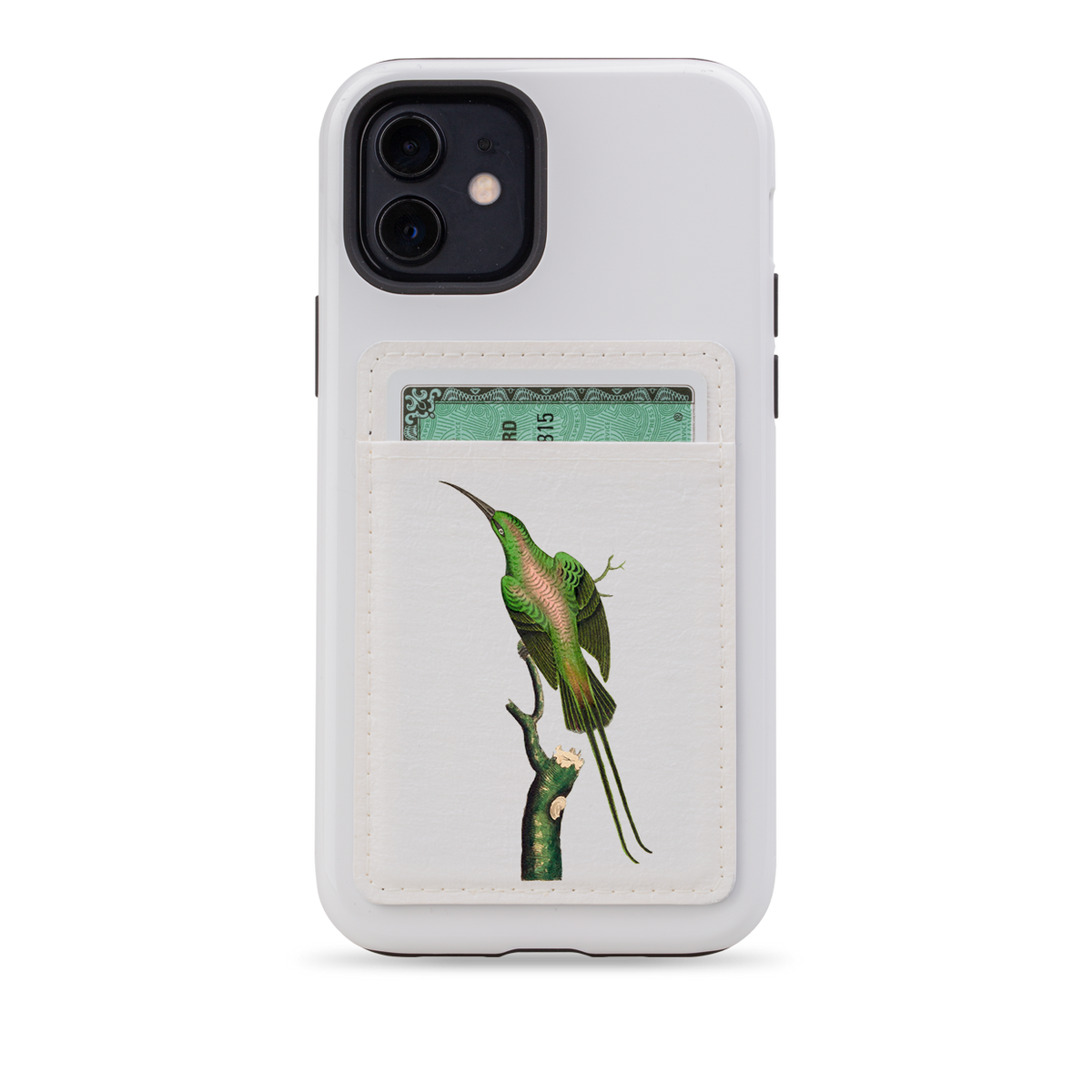 Green Bird MagSafe Wallet- White
