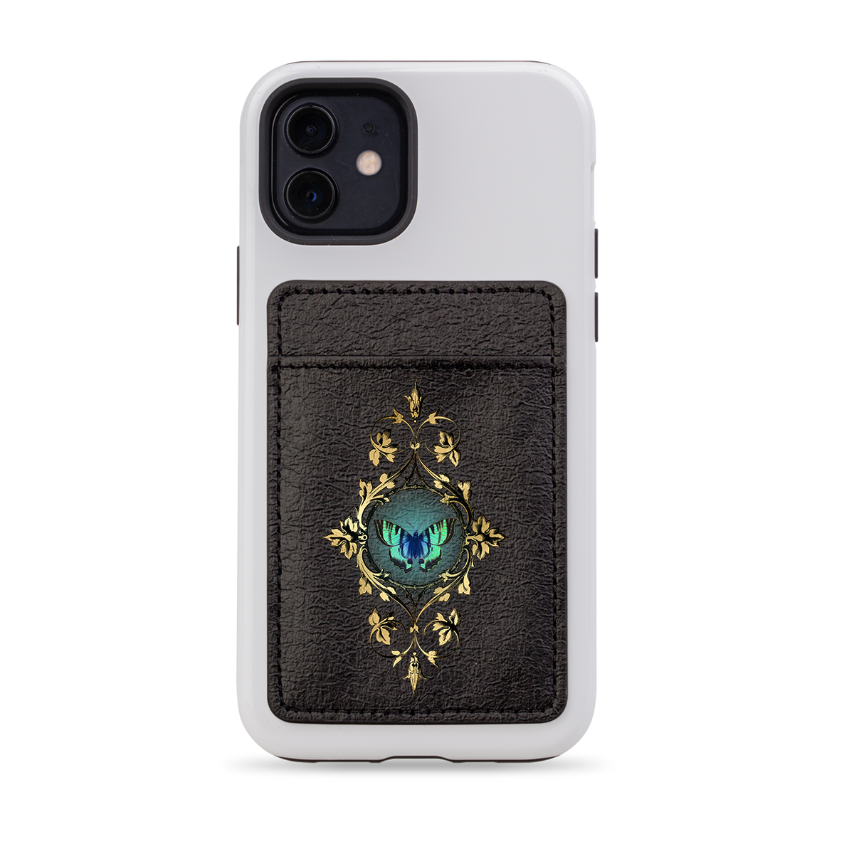 Green Butterfly MagSafe Wallet- Black