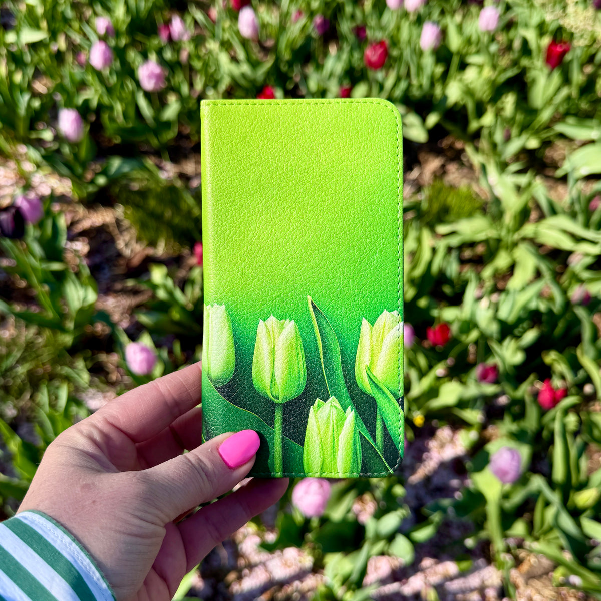 Green Floral Wallet Case