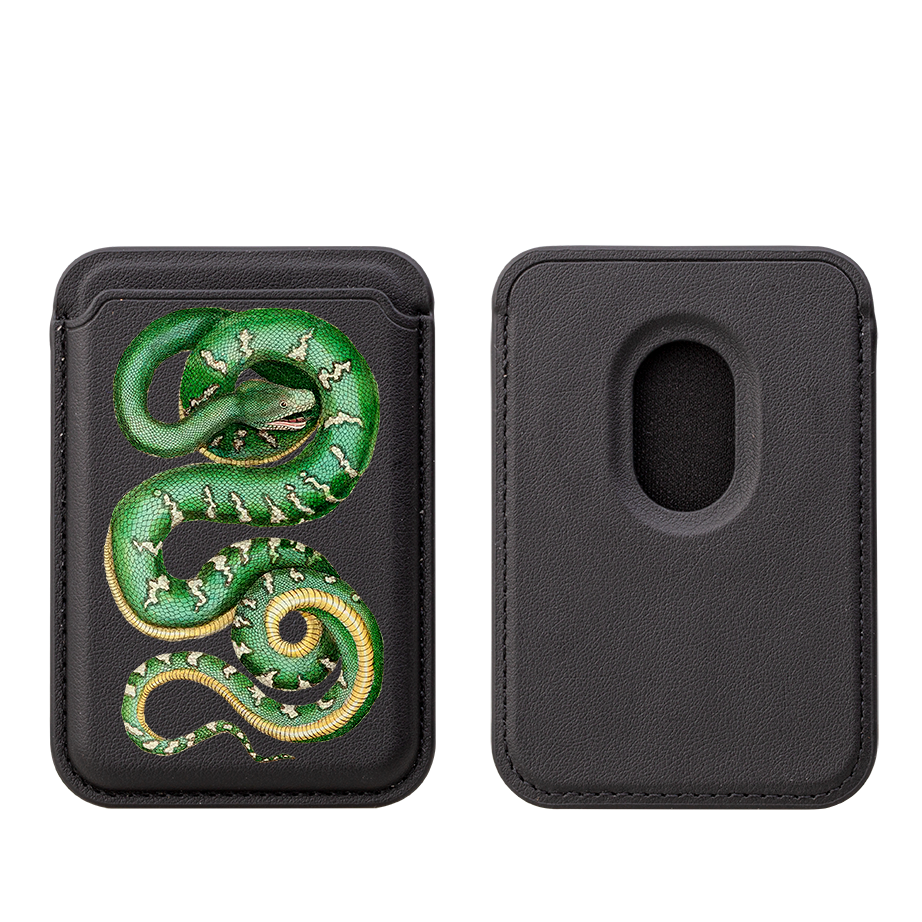 Green Snake MagSafe Wallet- Black