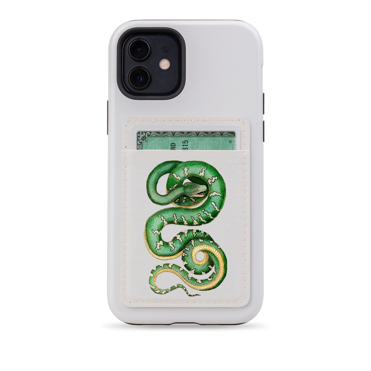 Green Snake MagSafe Wallet- White