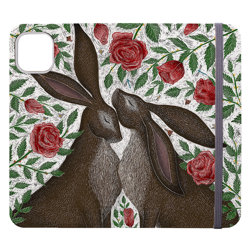 Hares And Red Roses By Catherine Rowe Wallet case
