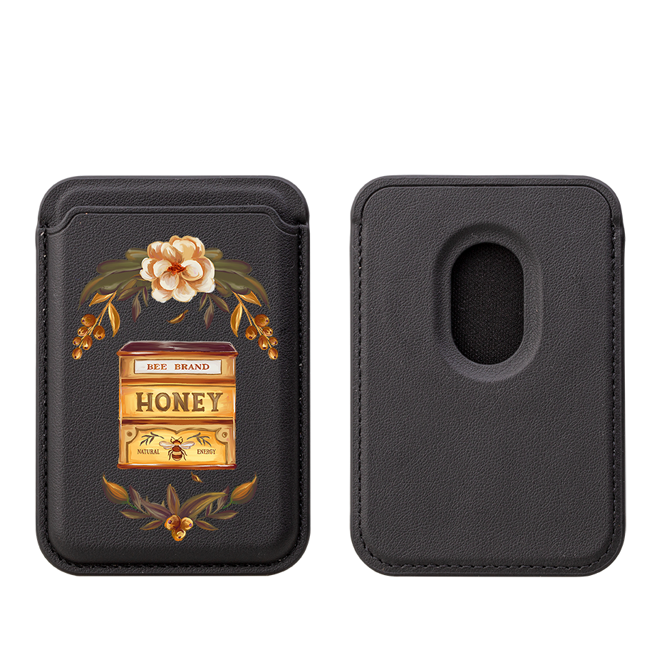 Honey Floral MagSafe Wallet- Black