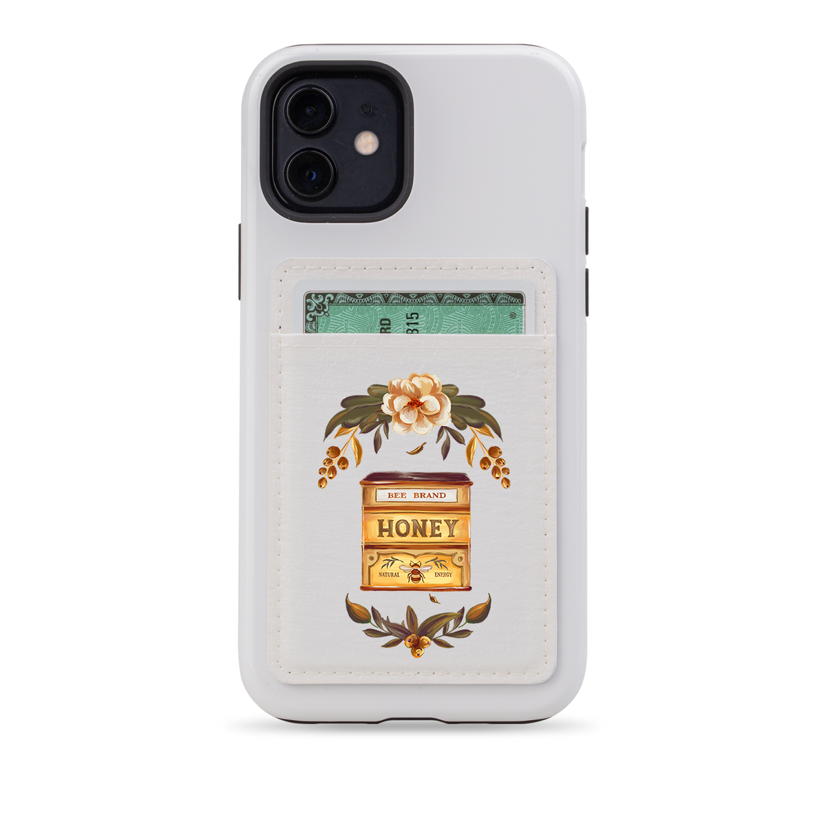 Honey Floral MagSafe Wallet- White