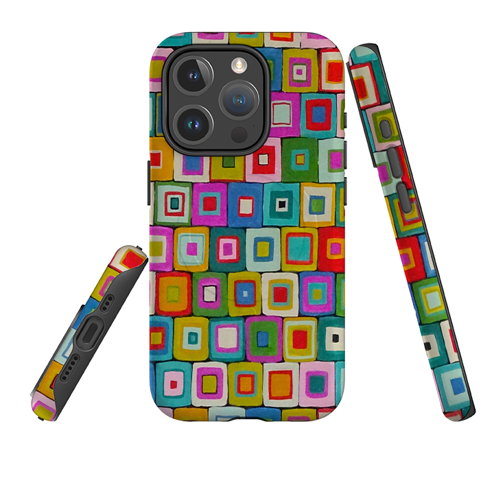 iPhone MagSafe Tough Case -  Atelier Blanket Squares Bright By Sarah Campbell