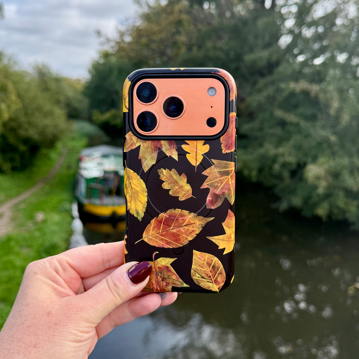 iPhone MagSafe Tough Case - Autumn Textured Leaves By Tracey English