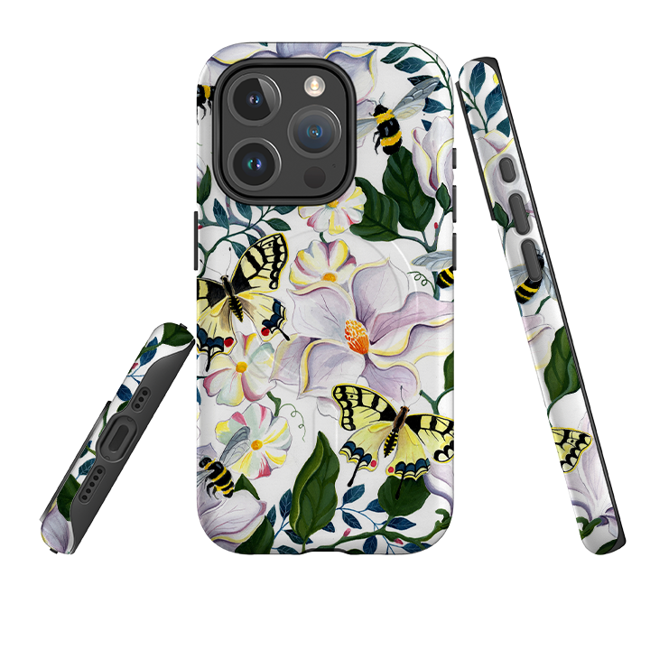 iPhone MagSafe Tough Case - Bees and Magnolia By Bex Parkin