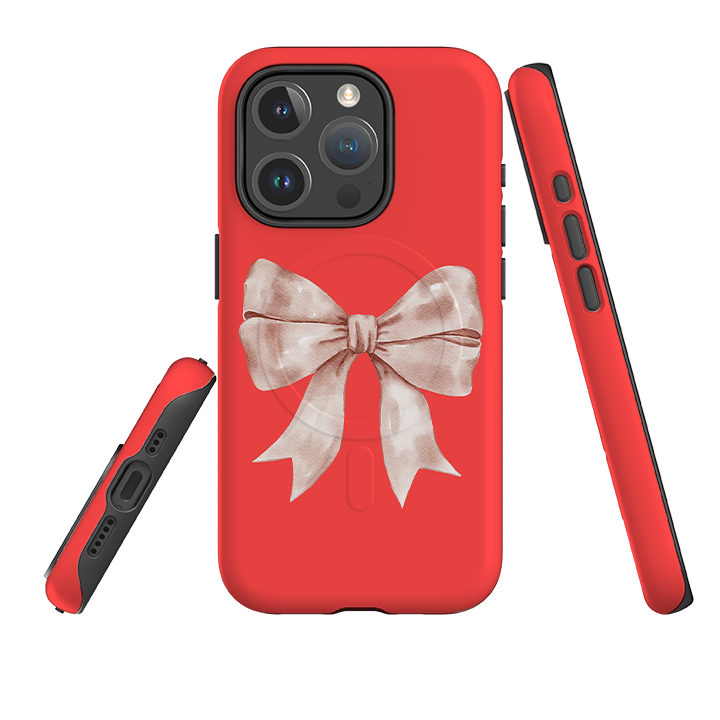 iPhone MagSafe Tough Case -  Big Bow Light Red