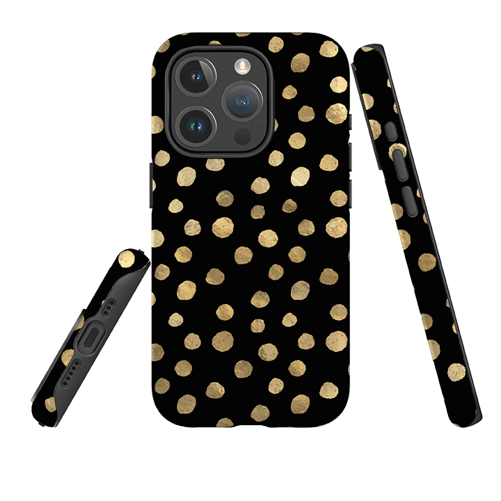iPhone MagSafe Tough Case -  Black and Gold Dots
