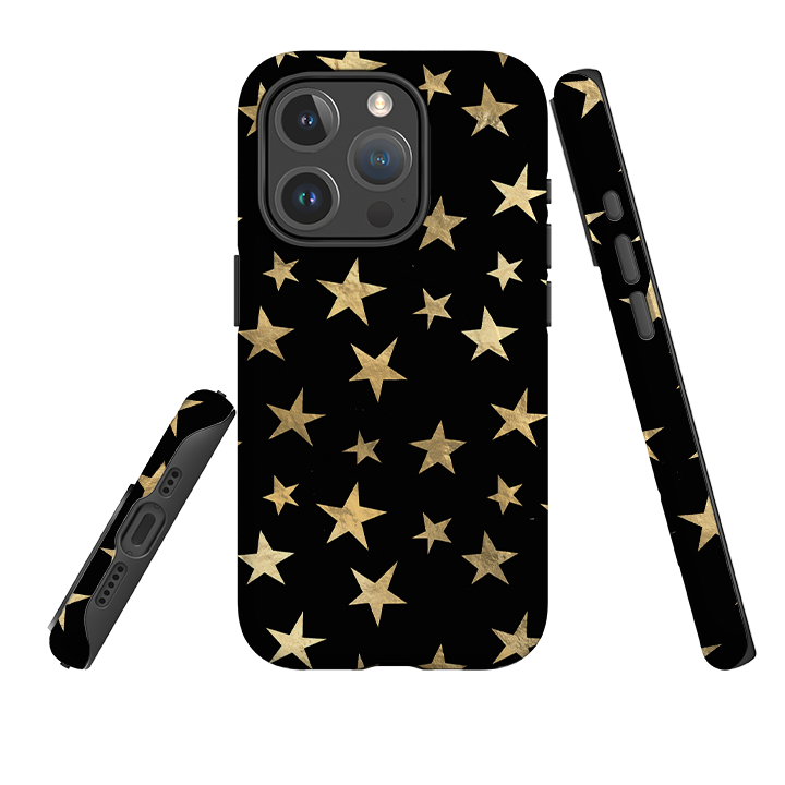 iPhone MagSafe Tough Case - Black and Gold Stars