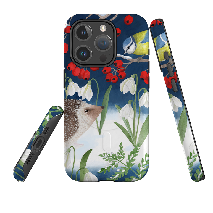 iPhone MagSafe Tough Case - Blue Tit and Hedgehog By Bex Parkin