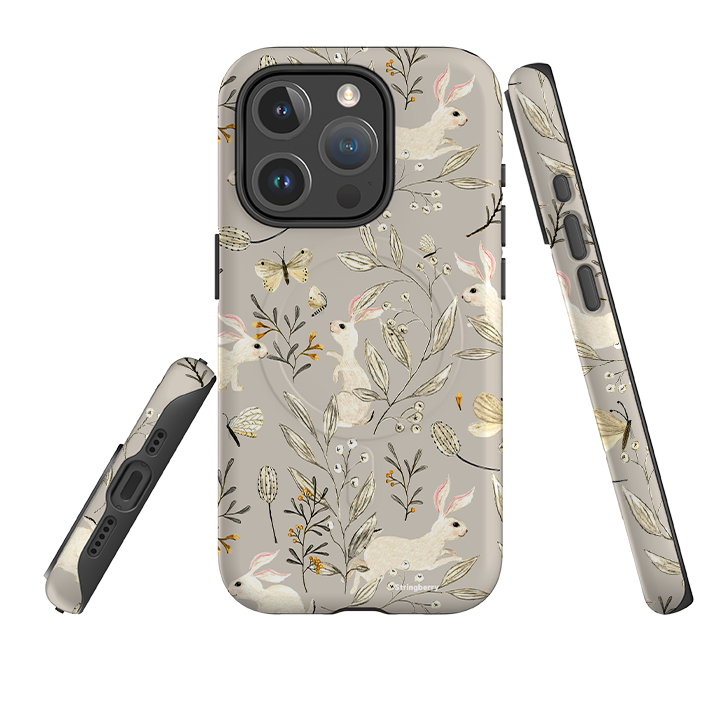 iPhone MagSafe Tough Case - Bunnies Grey By Katherine Quinn