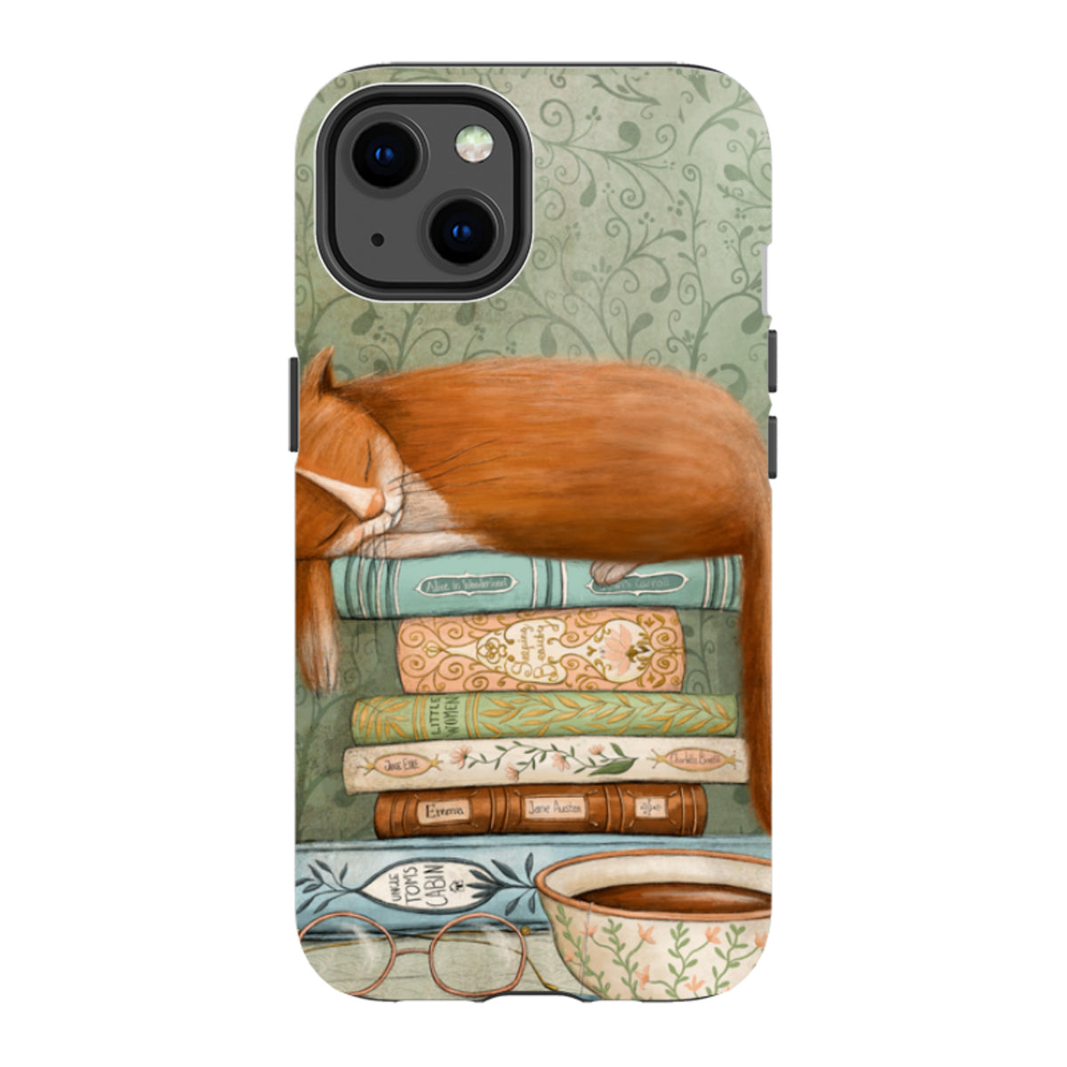 iPhone MagSafe Tough Case - Cat and Books By Maja Lindberg