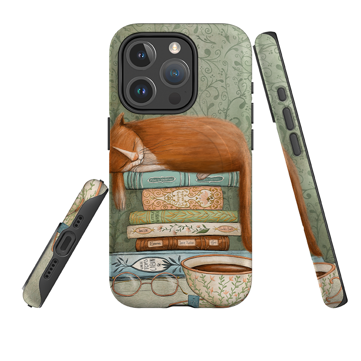 iPhone MagSafe Tough Case - Cat and Books By Maja Lindberg
