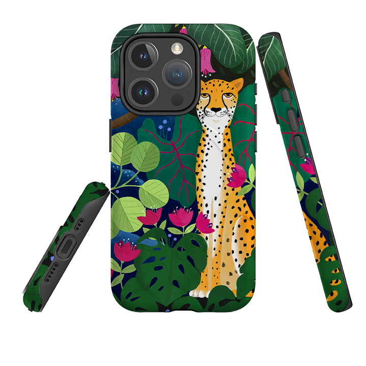 iPhone MagSafe Tough Case - Cheetah and Monstera By Bex Parkin