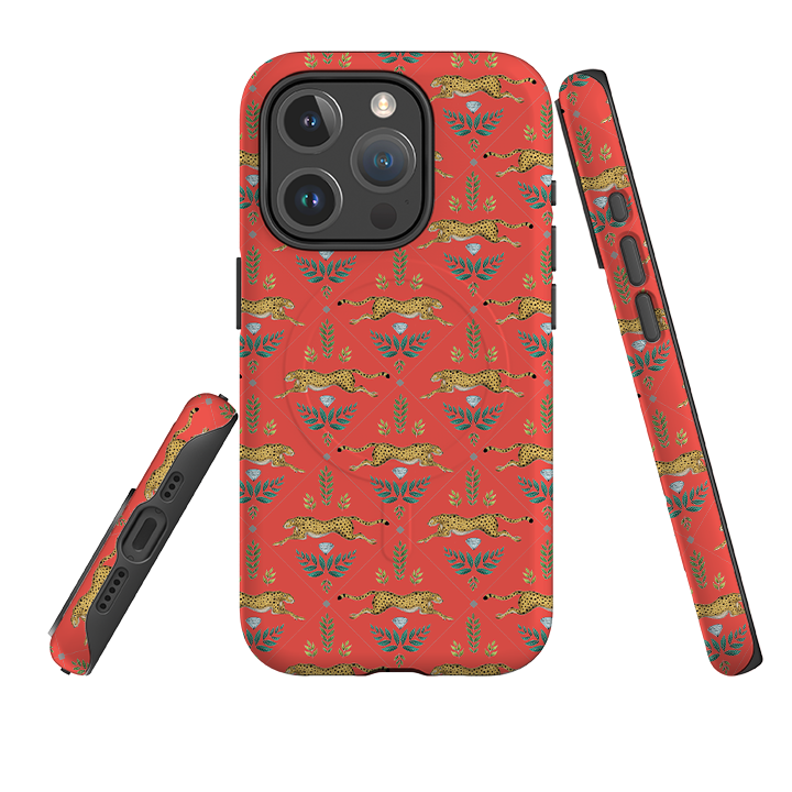 iPhone MagSafe Tough Case -  Cheetah Red By Catherine Rowe