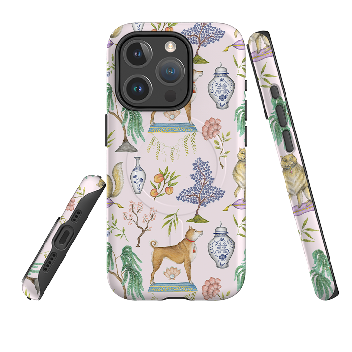 iPhone MagSafe Tough Case -  Chinoiserie Menagerie Pink By Catherine Rowe