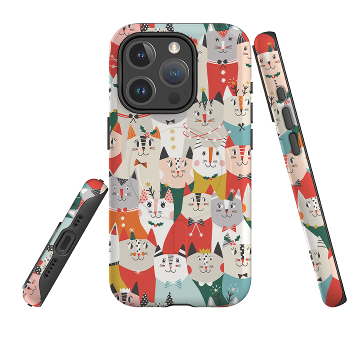 iPhone MagSafe Tough Case - Christmas Cats By Ali Brookes
